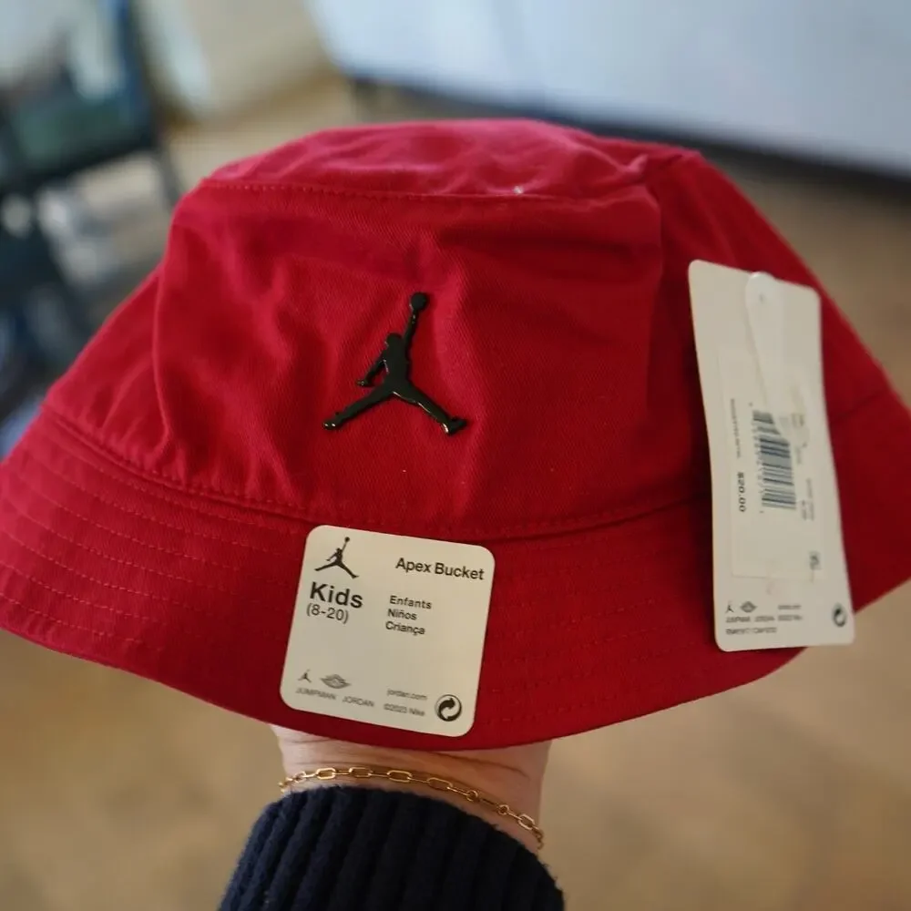 NEW Nike Jordan Jumpman YOUTH Boys‎ Twill Bucket Hat Black Chrome Badge One Size